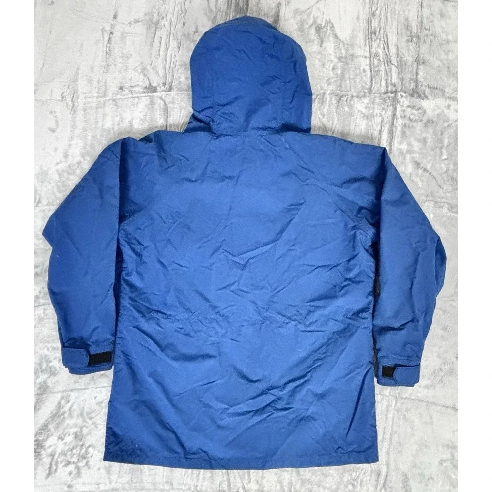 Vintage REI Mens Hooded Nylon Jacket Blue Full‎ Zip Snap Front Outdoor Coat L